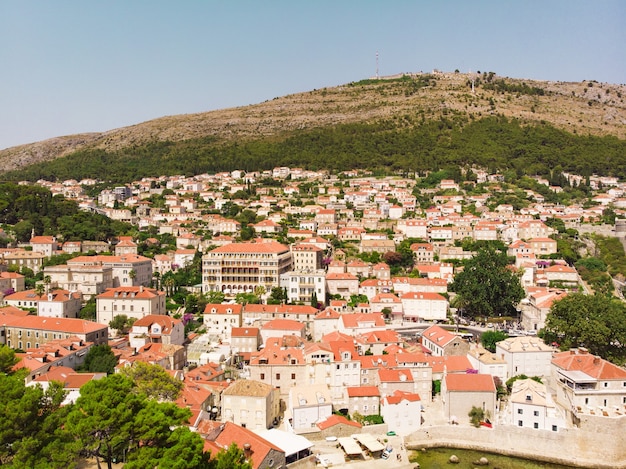 Aerial view at famous european travel destination in Croatia old town Dubrovnik