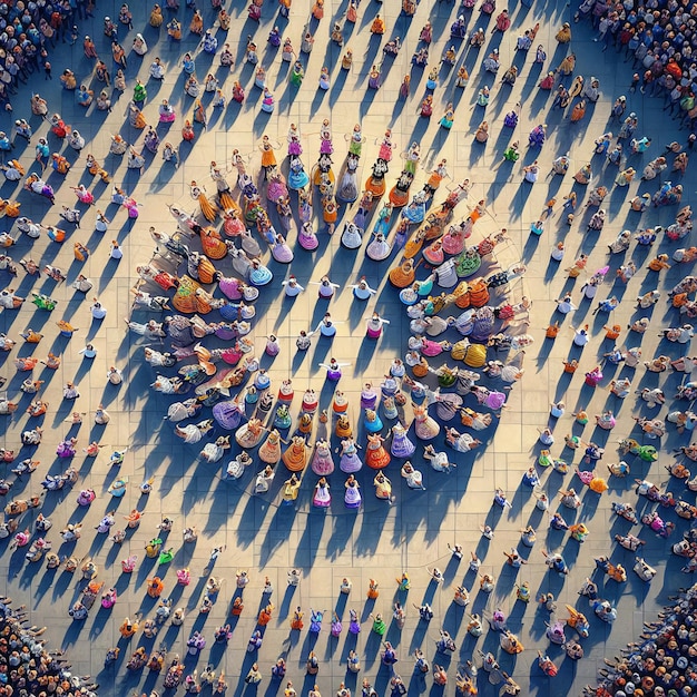 Aerial View of Folk Dance on Cinco de Mayo