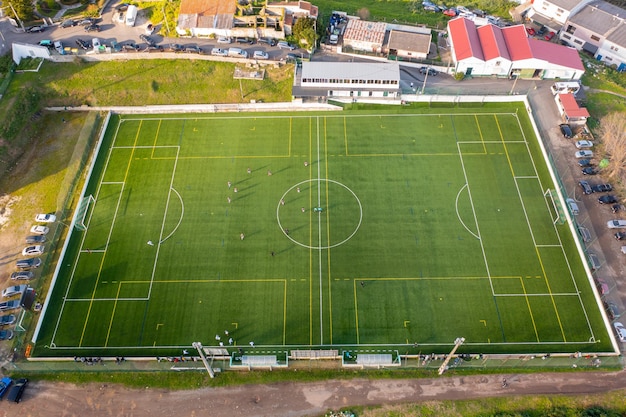 Aerial view of football field