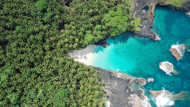 Aerial view from bateria beach at ilheu das rolas at Sao TomeAfrica