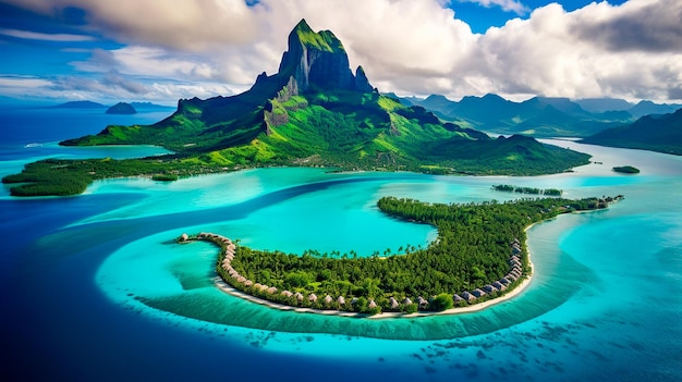 aerial view from above of the beautiful beach and tropical islands seychelles Generative AI