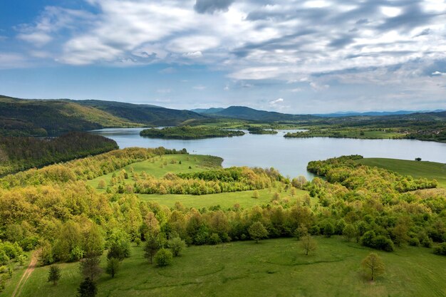 Aerial view from a drone at Dam Yovkovtsi Bulgaria