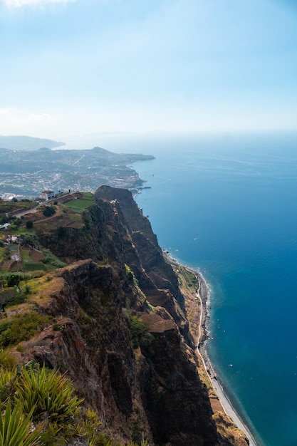 Aerial view from the highest viewpoint called Cabo Girao in Funchal Madeira