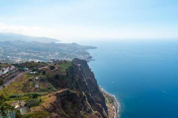 Aerial view from the highest viewpoint called Cabo Girao in Funchal Madeira