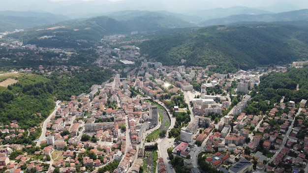 Aerial view of a Gabrovo a city in central northern Bulgaria