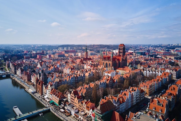 Aerial view of Gdansk city in Poland