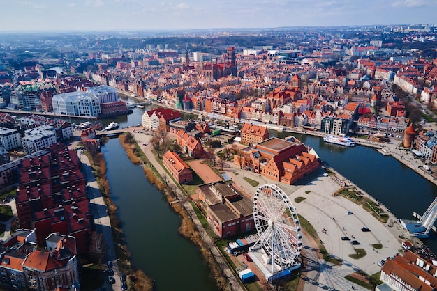 Aerial view of Gdansk city in Poland