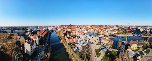 Aerial view of Gdansk city in Poland