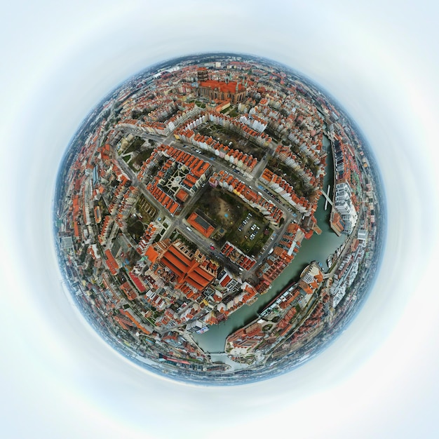 Aerial view of Gdansk city in Poland