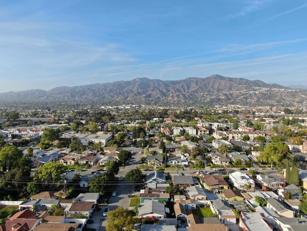 Aerial view above Glendale Los Angeles County California USA