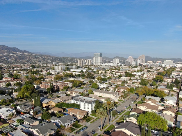 Aerial view above Glendale Los Angeles County California USA