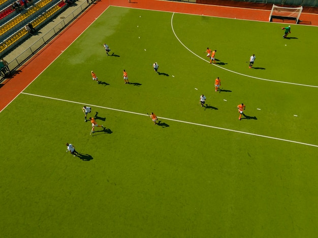 Aerial view of grass field for hockey