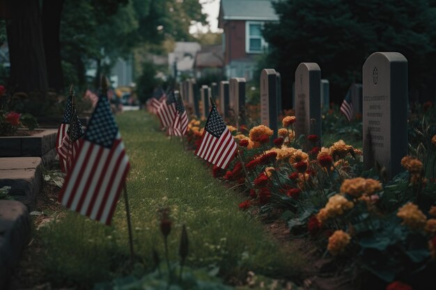 Aerial View at the graves of American heroe Memorial Day