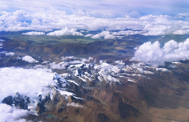 Aerial view of great topography near The Himalayas