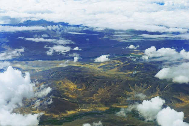 Aerial view of great topography near The Himalayas