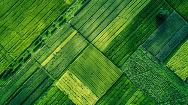 Aerial view of green agricultural fields