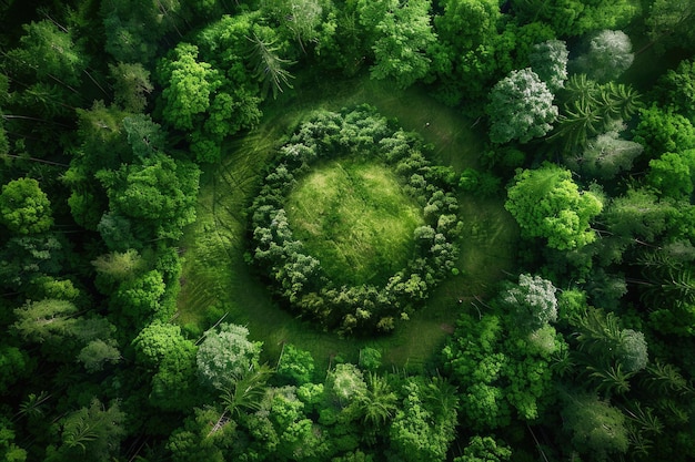 Aerial view of green forest Save Earth Healthy environment