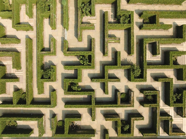 An aerial view of green maze The Secret Space in Ratchaburi Thailand