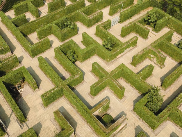 An aerial view of green maze The Secret Space in Ratchaburi Thailand