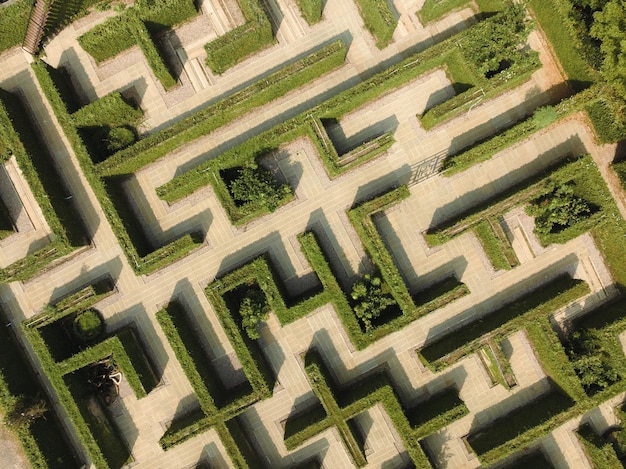 An aerial view of green maze The Secret Space in Ratchaburi Thailand