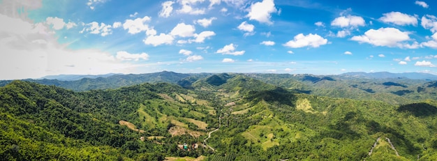 Aerial view green trees on the mountain in Thailand 