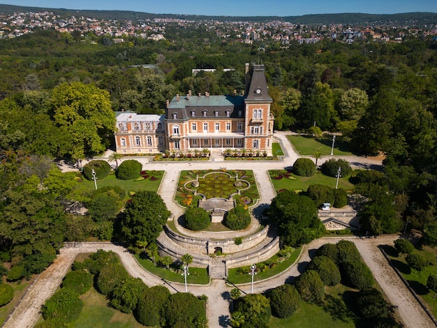 Aerial view of the historic Euxinograd palace in Varna Bulgaria Admire the grand Drone flight video