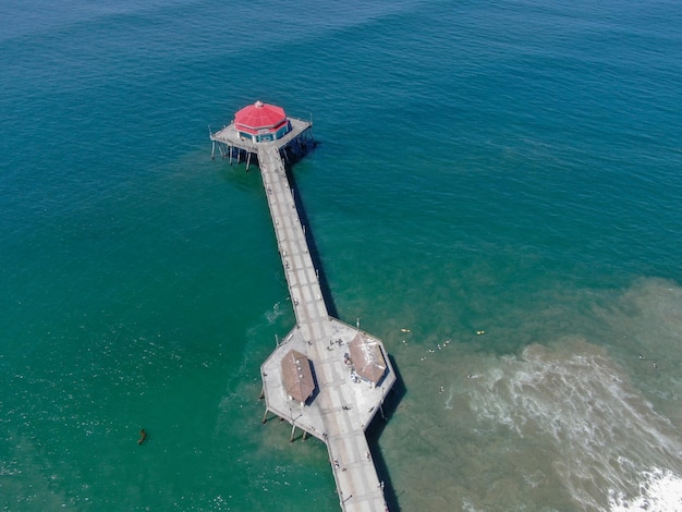 Aerial view of Huntington Beach with the pier California USA