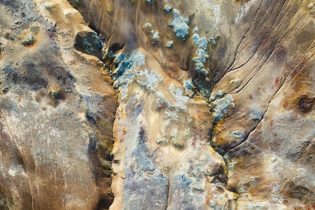 Aerial view on the Iceland Aerial landscape above geysers valley Icelandic landscape from air Famous place Travel image