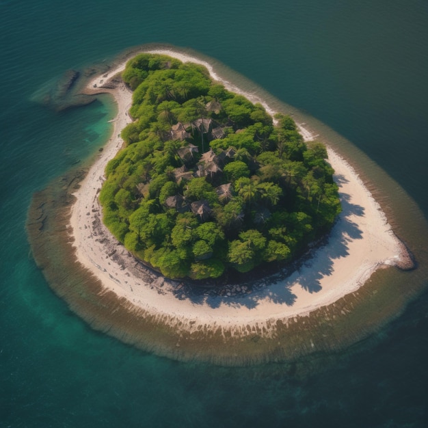 An aerial view of an island in the middle of the