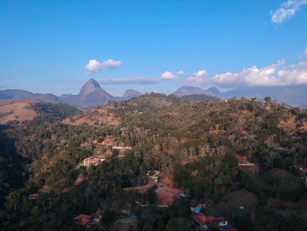 Aerial view of itaipava petrpolis mountainous region of rio de janeiro brazil drone photo