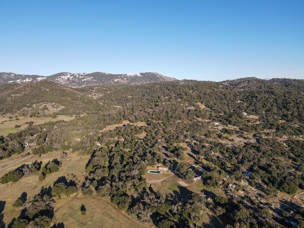 Aerial view of Julian land, historic gold mining town located in east of San Diego