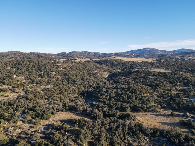 Aerial view of Julian land, historic gold mining town located in east of San Diego