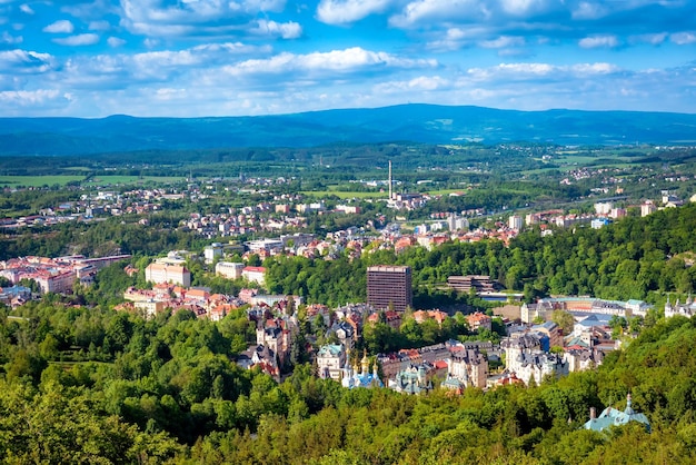 Aerial view of Karlovy Vary or Carlsbad Czech Republic