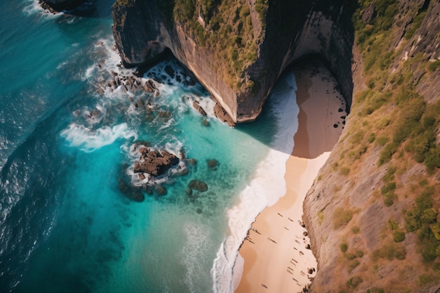 Aerial view of kelingking beach photography