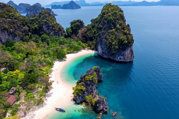 Aerial view of Koh Hong island in Krabi Thailand