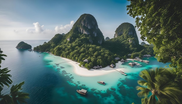 Photo aerial view of koh nangyuan island in surat thani thailand