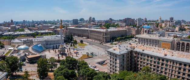 Aerial view of the kyiv city beautiful streets near the city center