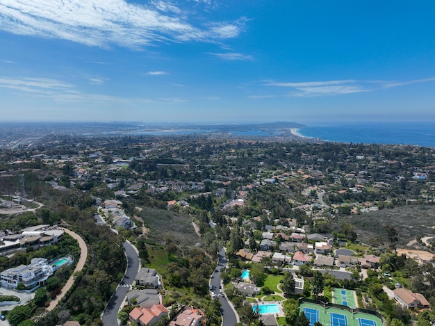 Aerial view of over La Jolla Hills San Diego California USA