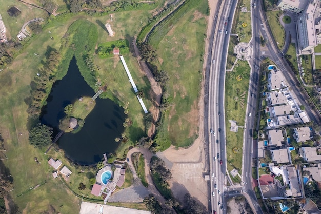 Aerial view of La Molina district in Lima