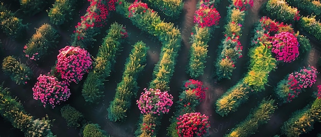 Aerial View of Labyrinth of Rose Bushes