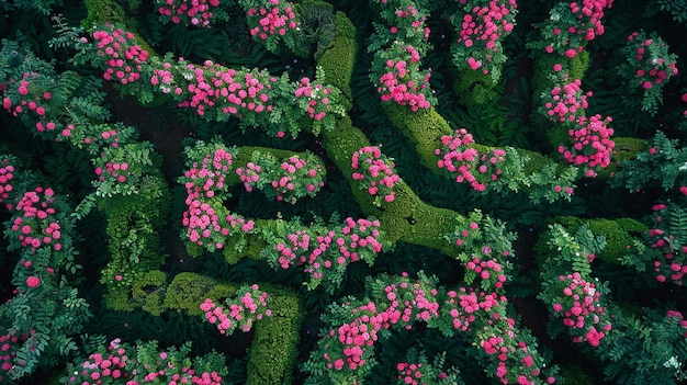 Aerial View of Labyrinth of Rose Bushes