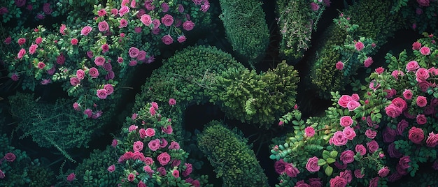 Aerial View of Labyrinth of Rose Bushes