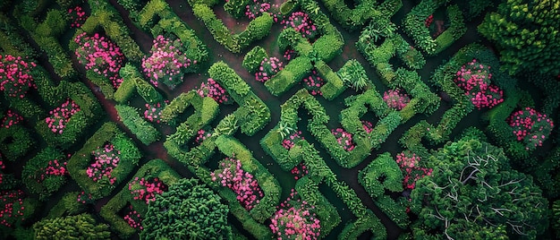 Aerial View of Labyrinth of Rose Bushes