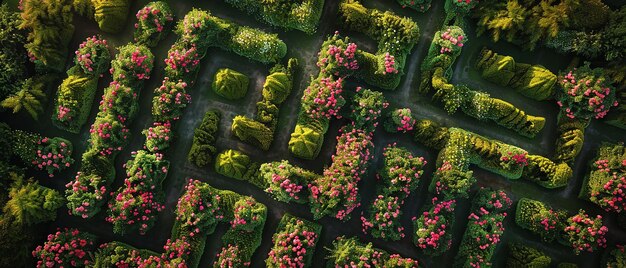 Aerial View of Labyrinth of Rose Bushes