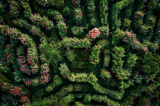 Aerial View of Labyrinth of Rose Bushes