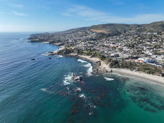 Aerial view of Laguna Beach coastline Southern California Coastline USA