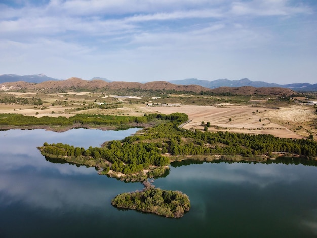 Aerial view of lake