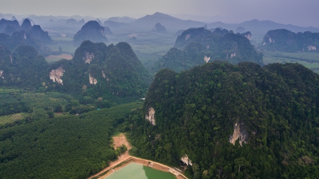 aerial view landscape of  Mountain in Krabi Thailand