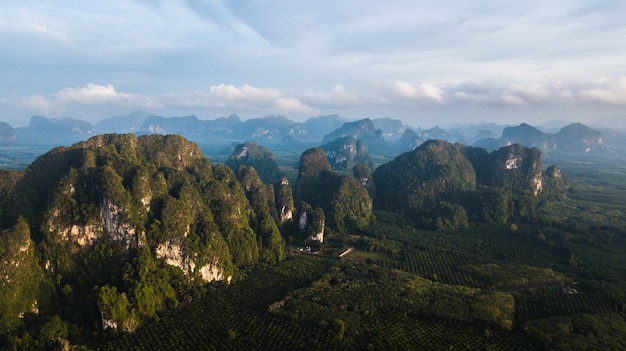 aerial view landscape of Mountain in Krabi Thailand