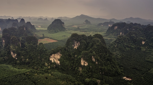 Aerial view landscape of  Mountain in Krabi Thailand